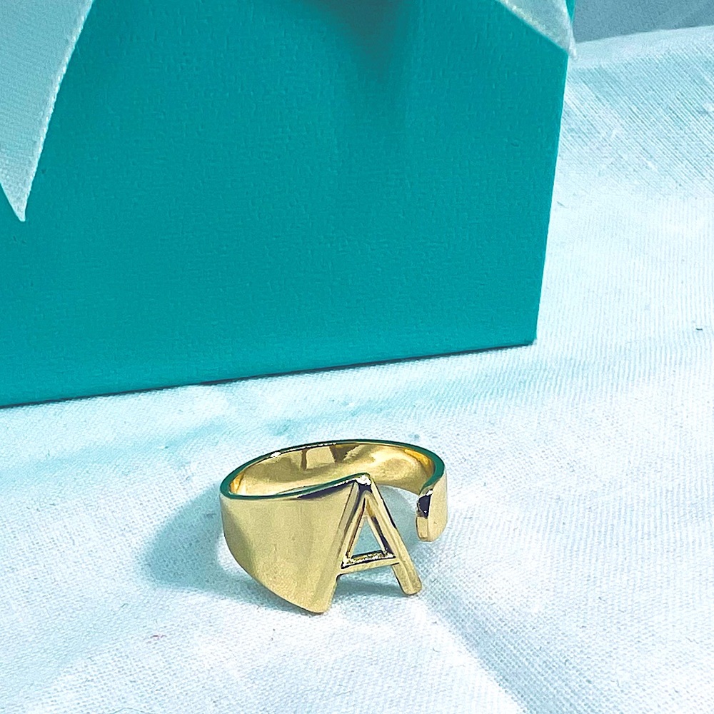 Golden A Initial Personalized Ring Cuff Trending Influencer  Style Staple